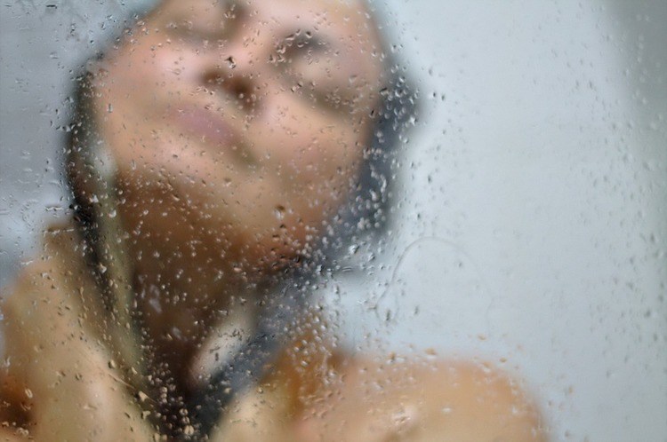 washing hair in shower